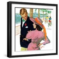 The Strategy of Love - Saturday Evening Post "Men at the Top", September 28, 1957 pg.32-Joe Bowler-Framed Giclee Print
