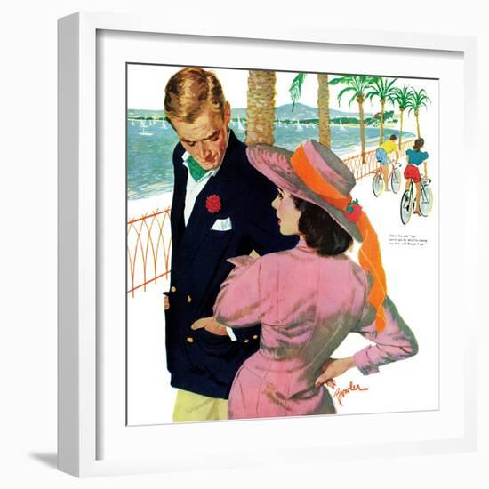 The Strategy of Love - Saturday Evening Post "Men at the Top", September 28, 1957 pg.32-Joe Bowler-Framed Giclee Print