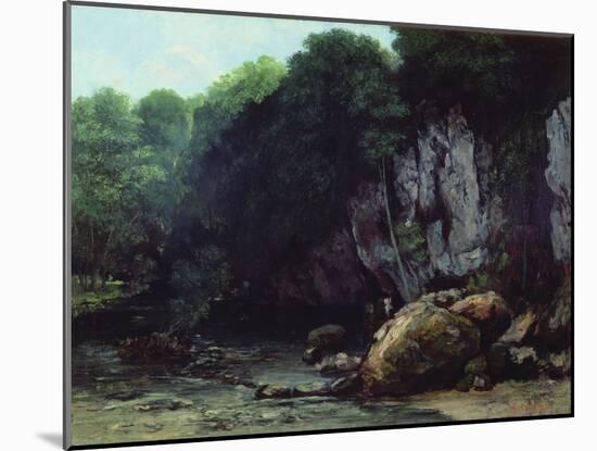 The Stream from the Black Cavern-Gustave Courbet-Mounted Giclee Print