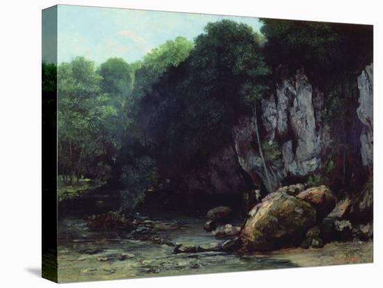 The Stream from the Black Cavern-Gustave Courbet-Stretched Canvas