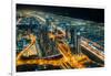 The street lights and skyscrapers of Dubai from high above the city, Dubai, United Arab Emirates-Logan Brown-Framed Photographic Print
