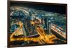 The street lights and skyscrapers of Dubai from high above the city, Dubai, United Arab Emirates-Logan Brown-Framed Photographic Print