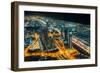 The street lights and skyscrapers of Dubai from high above the city, Dubai, United Arab Emirates-Logan Brown-Framed Photographic Print