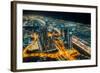 The street lights and skyscrapers of Dubai from high above the city, Dubai, United Arab Emirates-Logan Brown-Framed Photographic Print