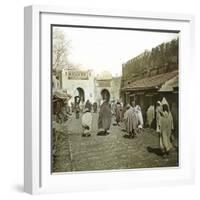 The Street of the Fondak El Trijo, Tangier (Morocco), Circa 1885-Leon, Levy et Fils-Framed Photographic Print