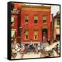 The Street Was Never the Same Again-Norman Rockwell-Framed Stretched Canvas