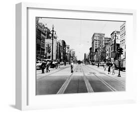 The Streetcar Tracks of Canal Street in New Orleans-null-Framed Premium Photographic Print