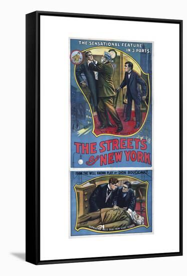 The Streets of New York Play Poster-null-Framed Stretched Canvas
