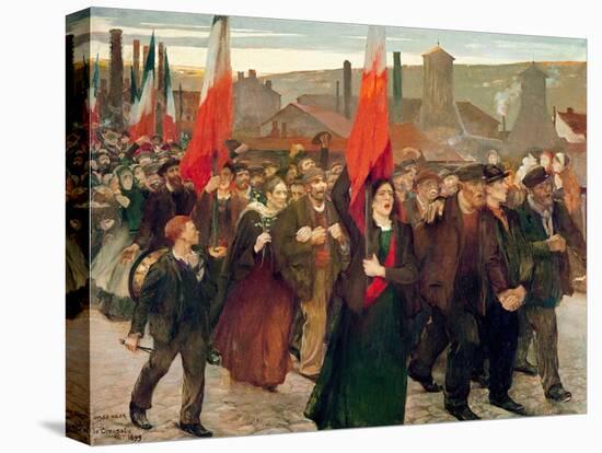 The Strike, 1899 (Oil on Canvas)-Jules Adler-Stretched Canvas