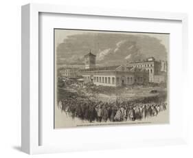 The Strike at Blackburn, Large Meeting of Operatives in the Market-Place on Thursday Week-null-Framed Giclee Print