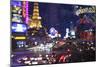 The Strip with Paris at Las Vegas main strip lights at night.-Michele Niles-Mounted Photographic Print