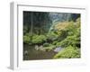 The Strolling Pond with Moon Bridge in the Japanese Garden, Portland, Oregon, USA-Greg Probst-Framed Photographic Print