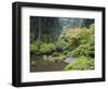 The Strolling Pond with Moon Bridge in the Japanese Garden, Portland, Oregon, USA-Greg Probst-Framed Photographic Print