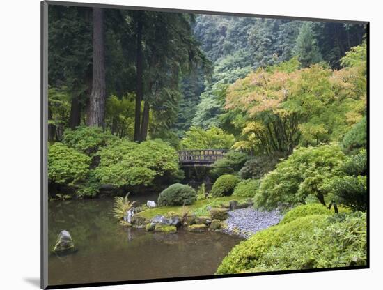 The Strolling Pond with Moon Bridge in the Japanese Garden, Portland, Oregon, USA-Greg Probst-Mounted Photographic Print