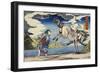 The Strong Woman, Okane, of Omi Province, Subduing a Wild Horse-Kuniyoshi Utagawa-Framed Giclee Print