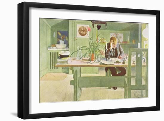 The Study Room, Published in "Lasst Licht Hinin," ("Let in More Light") 1908-Carl Larsson-Framed Giclee Print