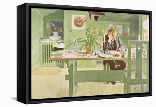 The Study Room, Published in "Lasst Licht Hinin," ("Let in More Light") 1908-Carl Larsson-Framed Stretched Canvas