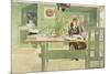 The Study Room, Published in "Lasst Licht Hinin," ("Let in More Light") 1908-Carl Larsson-Mounted Giclee Print