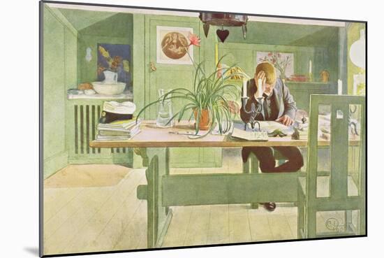 The Study Room, Published in "Lasst Licht Hinin," ("Let in More Light") 1908-Carl Larsson-Mounted Giclee Print