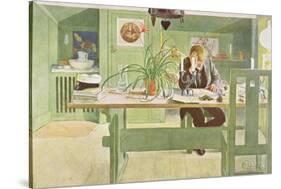 The Study Room, Published in "Lasst Licht Hinin," ("Let in More Light") 1908-Carl Larsson-Stretched Canvas