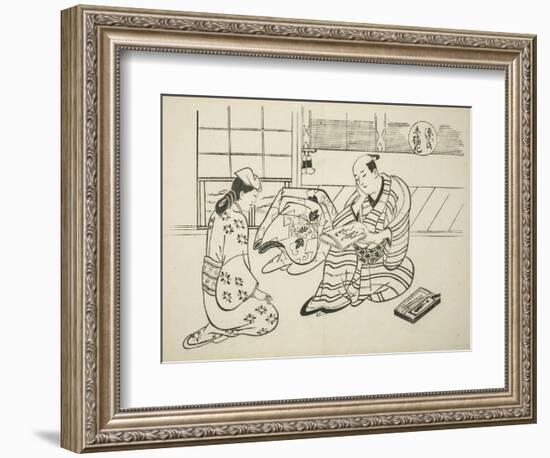 The Suetsumuhana Chapter from The Tale of Genji , from a series of Genji parodies, c.1710-Okumura Masanobu-Framed Giclee Print