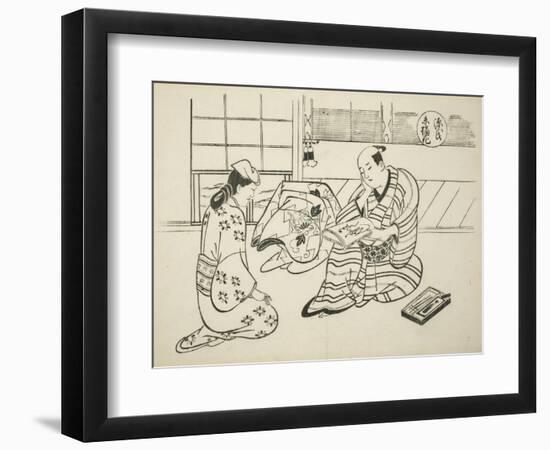 The Suetsumuhana Chapter from The Tale of Genji , from a series of Genji parodies, c.1710-Okumura Masanobu-Framed Premium Giclee Print