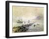 The Suez Canal, from a Souvenir Album Commemorating the Voyage of Empress Eugenie (1827-1920) at Th-Edouard Riou-Framed Giclee Print