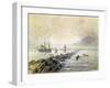 The Suez Canal, from a Souvenir Album Commemorating the Voyage of Empress Eugenie (1827-1920) at Th-Edouard Riou-Framed Giclee Print