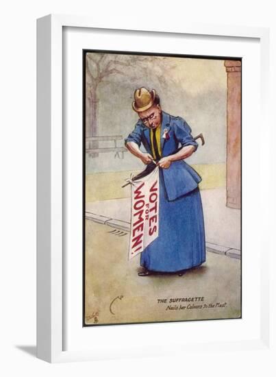 The Suffragette Nails Her Colours to the Mast-null-Framed Art Print