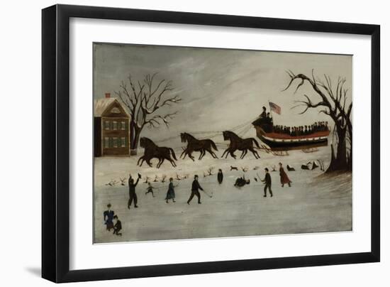 The Suffragettes Taking a Sleigh Ride, 1870-90-American School-Framed Giclee Print