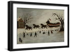 The Suffragettes Taking a Sleigh Ride, 1870-90-American School-Framed Giclee Print