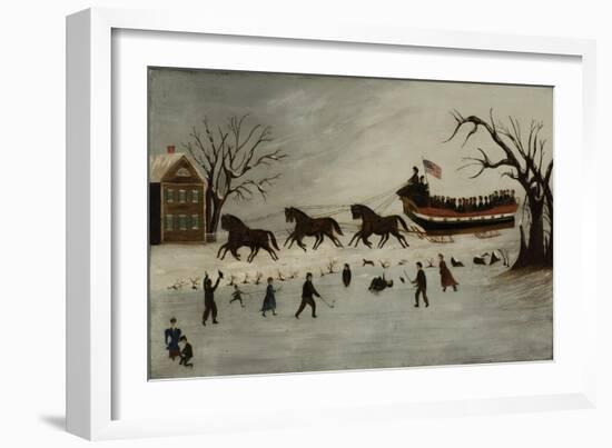 The Suffragettes Taking a Sleigh Ride, 1870-90-American School-Framed Giclee Print