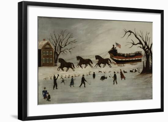 The Suffragettes Taking a Sleigh Ride, 1870-90-American School-Framed Giclee Print