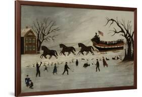 The Suffragettes Taking a Sleigh Ride, 1870-90-American School-Framed Giclee Print