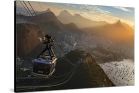 The Sugarloaf Mountain Cable Car at Sunset, Rio De Janeiro.-Jon Hicks-Stretched Canvas