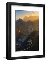 The Sugarloaf Mountain Cable Car at Sunset, Rio De Janeiro.-Jon Hicks-Framed Photographic Print