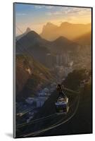 The Sugarloaf Mountain Cable Car at Sunset, Rio De Janeiro.-Jon Hicks-Mounted Photographic Print