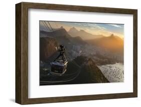 The Sugarloaf Mountain Cable Car at Sunset, Rio De Janeiro.-Jon Hicks-Framed Photographic Print