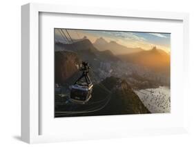 The Sugarloaf Mountain Cable Car at Sunset, Rio De Janeiro.-Jon Hicks-Framed Photographic Print