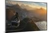The Sugarloaf Mountain Cable Car at Sunset, Rio De Janeiro.-Jon Hicks-Mounted Photographic Print
