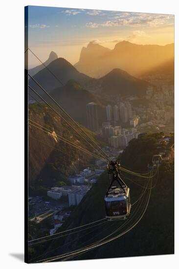 The Sugarloaf Mountain Cable Car at Sunset, Rio De Janeiro.-Jon Hicks-Stretched Canvas