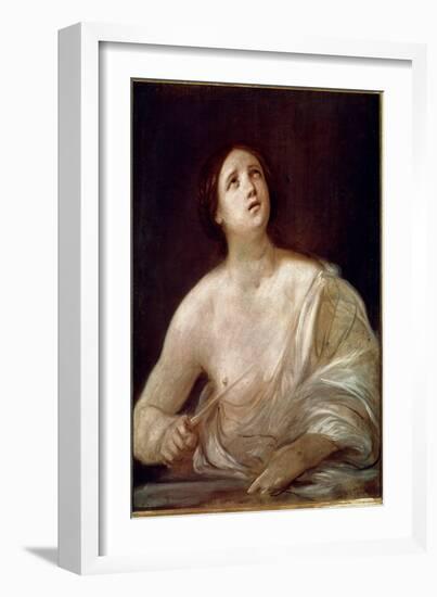 The Suicide of Lucretia (Painting, 1640-1642)-Guido Reni-Framed Giclee Print