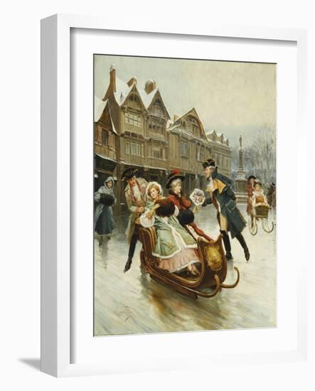 The Suitor's Sleighride-Alonso Perez-Framed Giclee Print