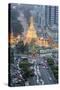 The Sule Paya Pagoda in Rushing Traffic, Downtown Yangon, Myanmar (Burma), Southeast Asia-Alex Robinson-Stretched Canvas