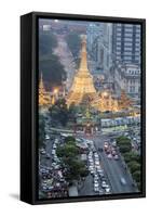 The Sule Paya Pagoda in Rushing Traffic, Downtown Yangon, Myanmar (Burma), Southeast Asia-Alex Robinson-Framed Stretched Canvas