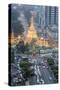 The Sule Paya Pagoda in Rushing Traffic, Downtown Yangon, Myanmar (Burma), Southeast Asia-Alex Robinson-Stretched Canvas