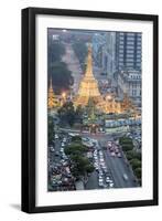 The Sule Paya Pagoda in Rushing Traffic, Downtown Yangon, Myanmar (Burma), Southeast Asia-Alex Robinson-Framed Premium Photographic Print