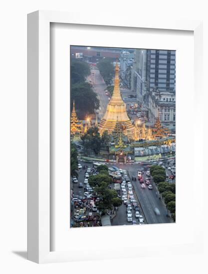 The Sule Paya Pagoda in Rushing Traffic, Downtown Yangon, Myanmar (Burma), Southeast Asia-Alex Robinson-Framed Photographic Print