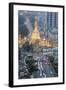 The Sule Paya Pagoda in Rushing Traffic, Downtown Yangon, Myanmar (Burma), Southeast Asia-Alex Robinson-Framed Photographic Print