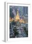 The Sule Paya Pagoda in Rushing Traffic, Downtown Yangon, Myanmar (Burma), Southeast Asia-Alex Robinson-Framed Photographic Print